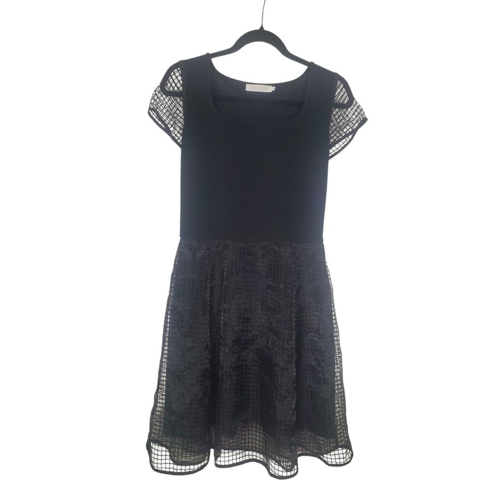 Anne Fontaine Black Mesh Fit & Flare Cocktail Dress EU 38 US 6